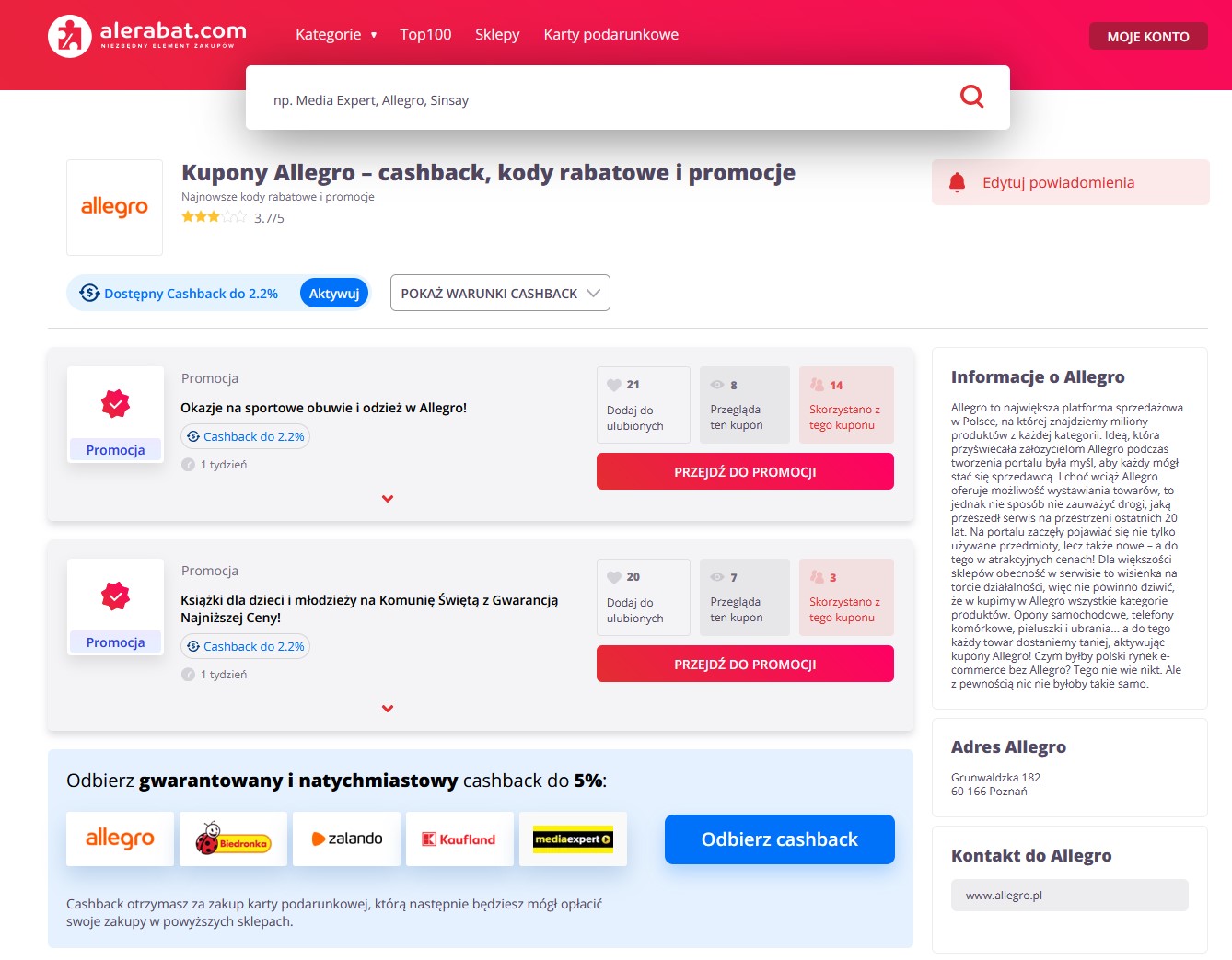 AlleRabat.com promocje, cashback i kupony do Allegro