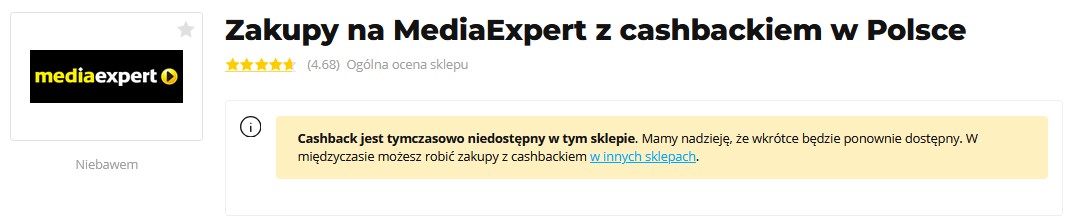 Cashback Media Expert w Letyshops Cashback Media Expert w Letyshops