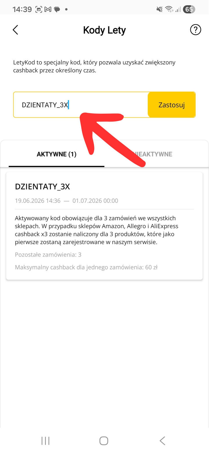 Cashback LetyShops dzień taty kod x3